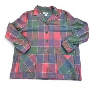Pendleton Vintage Women’s Button Up Plaid 100% Wool Shirt Jacket Size XL